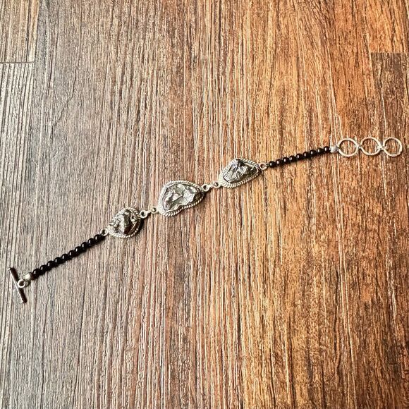 Vintage Meteorite & Black Spinel Bracelet 7" - 8" in Sterling Silver D’Joy NIB - Picture 11 of 14